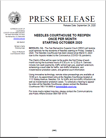 Needles Courthouse To Reopen Once Per Month