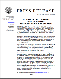 Victorville Child Support And Civil Matters Scheduled To Move To Barstow